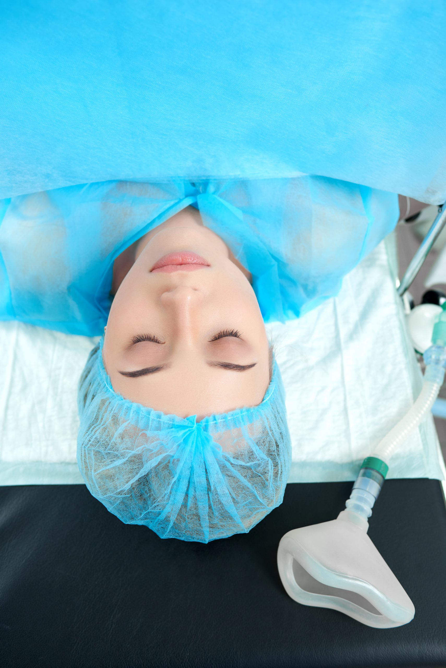 Patient is asleep under effect of sedation