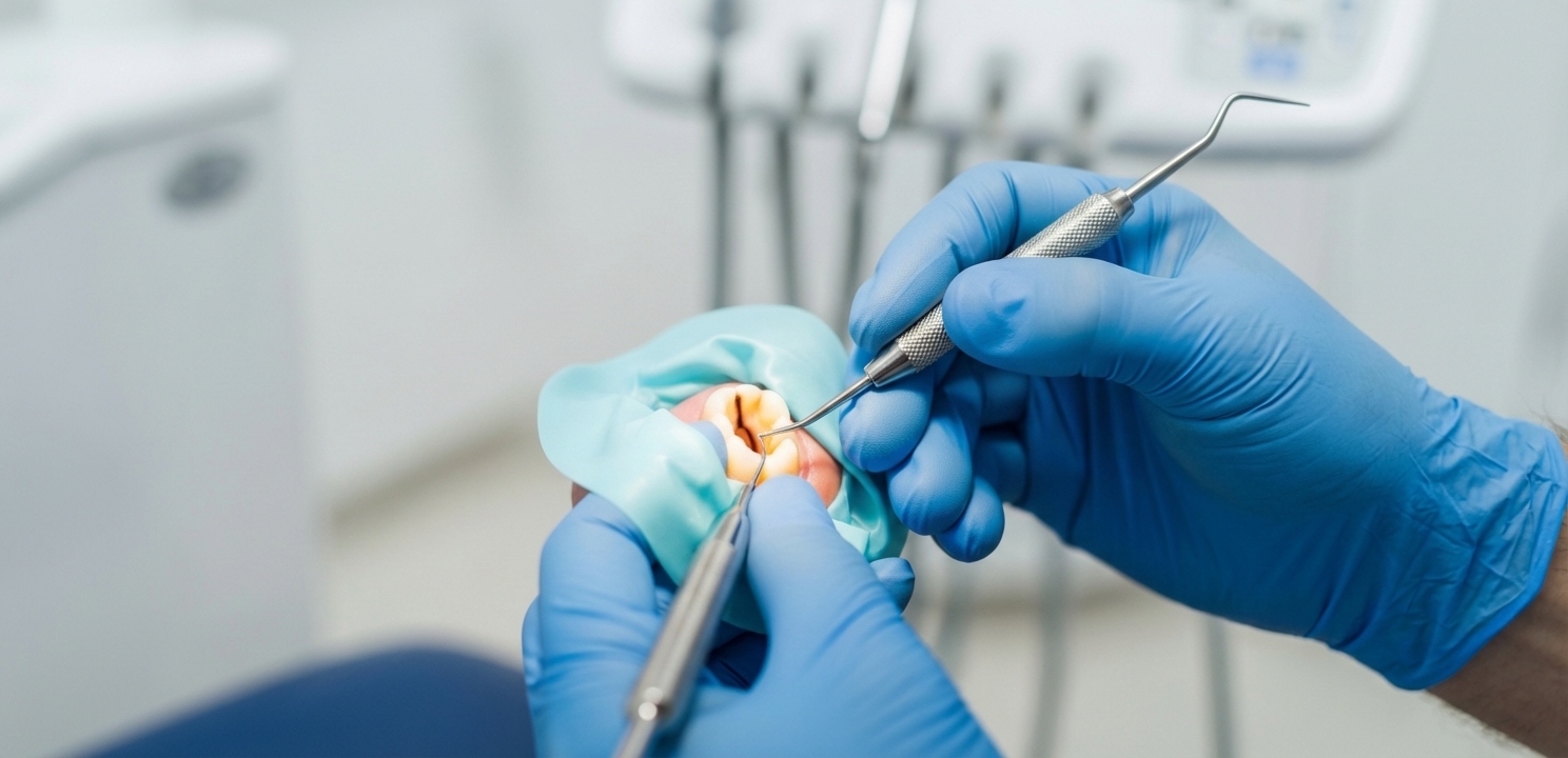 Need a Root Canal procedure involves a dentist precisely cleaning the infected tooth pulp.