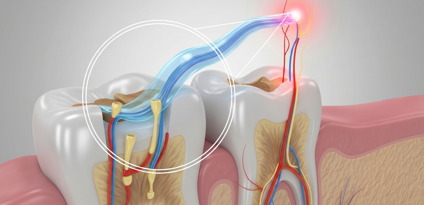 Sensitive Teeth are caused by exposed dentin, allowing stimuli to reach the nerve.