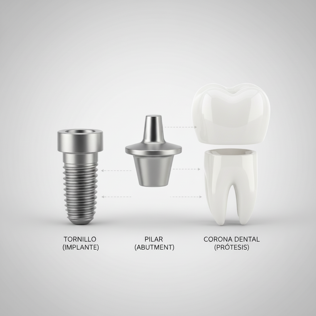 Cuánto Duran los Implantes Dentales, su longevidad depende de los componentes: implante, pilar y corona.