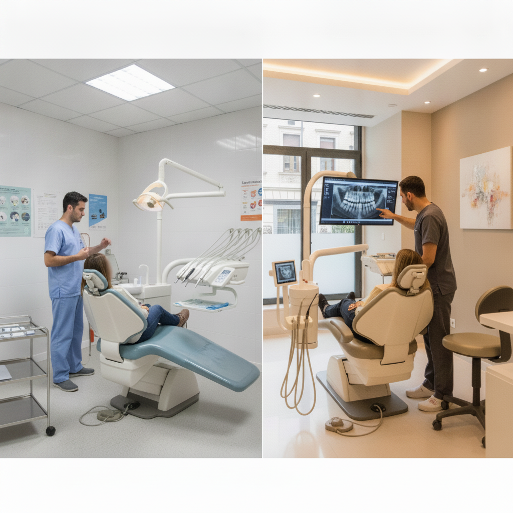Dentista Público vs Privado España. Visualizando las diferencias entre los sistemas de atención dental en el país.