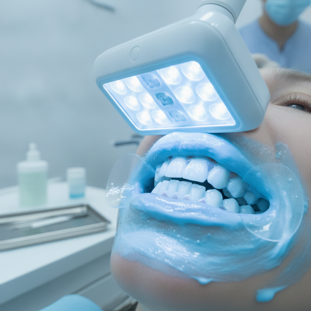 Blanqueamiento Dental Barcelona Precio. Un procedimiento en clínica con luz LED para una sonrisa más brillante.