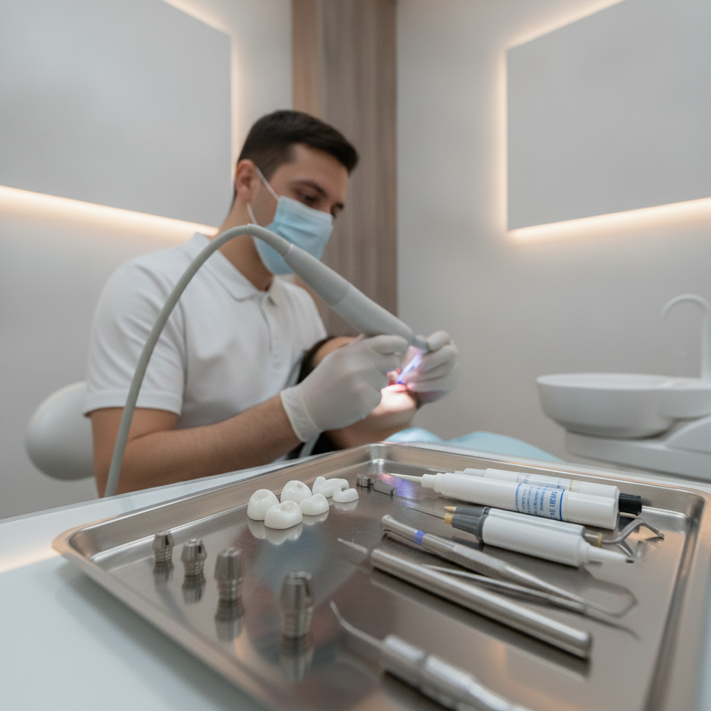 Dentista Barato vs Premium España: Observando tecnología avanzada y materiales superiores en un entorno clínico moderno.